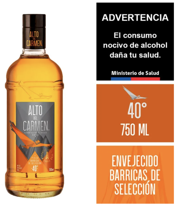 Pisco Alto del Carmen Barricas de Selección 40° Botella 750 cc - Imagen 2